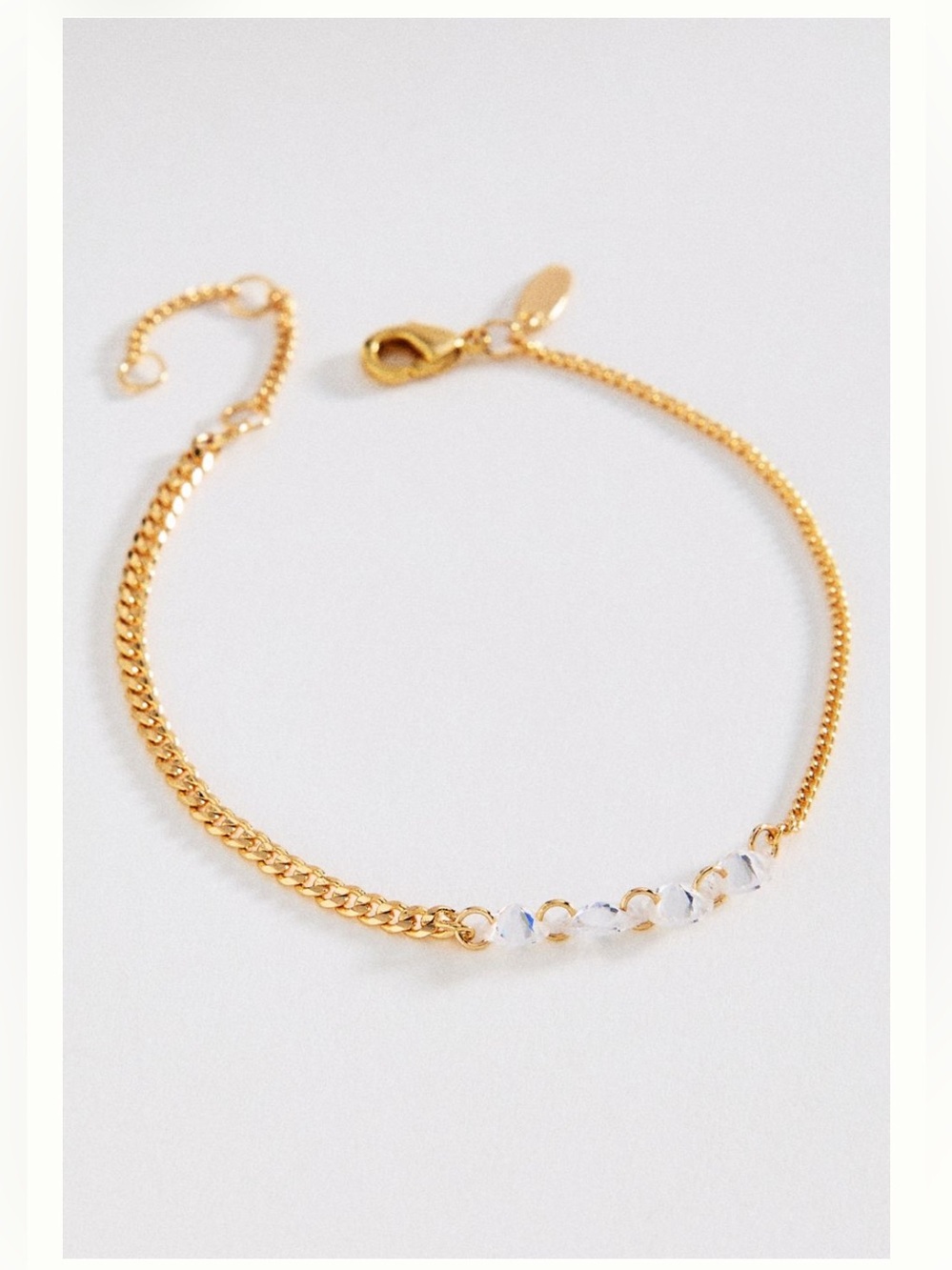 Anthropologie Mixed Chain Crystal Interlude Bracelet | Gold Clear | NWT